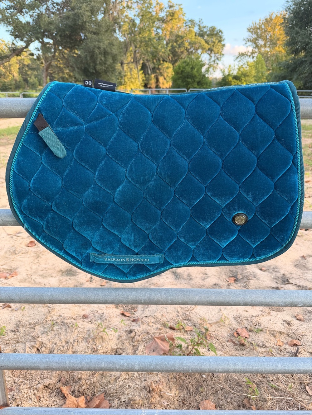 Teal Quilted Velvet Pet Saddle Pad